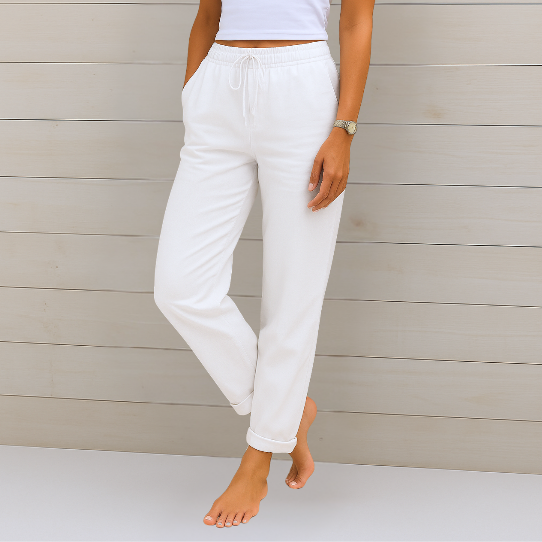 Susy | Pantalones elásticos de lino transpirable Premium