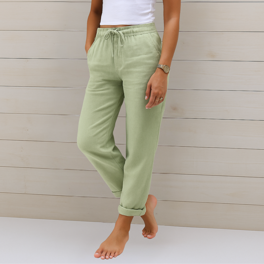 Susy | Pantalones elásticos de lino transpirable Premium