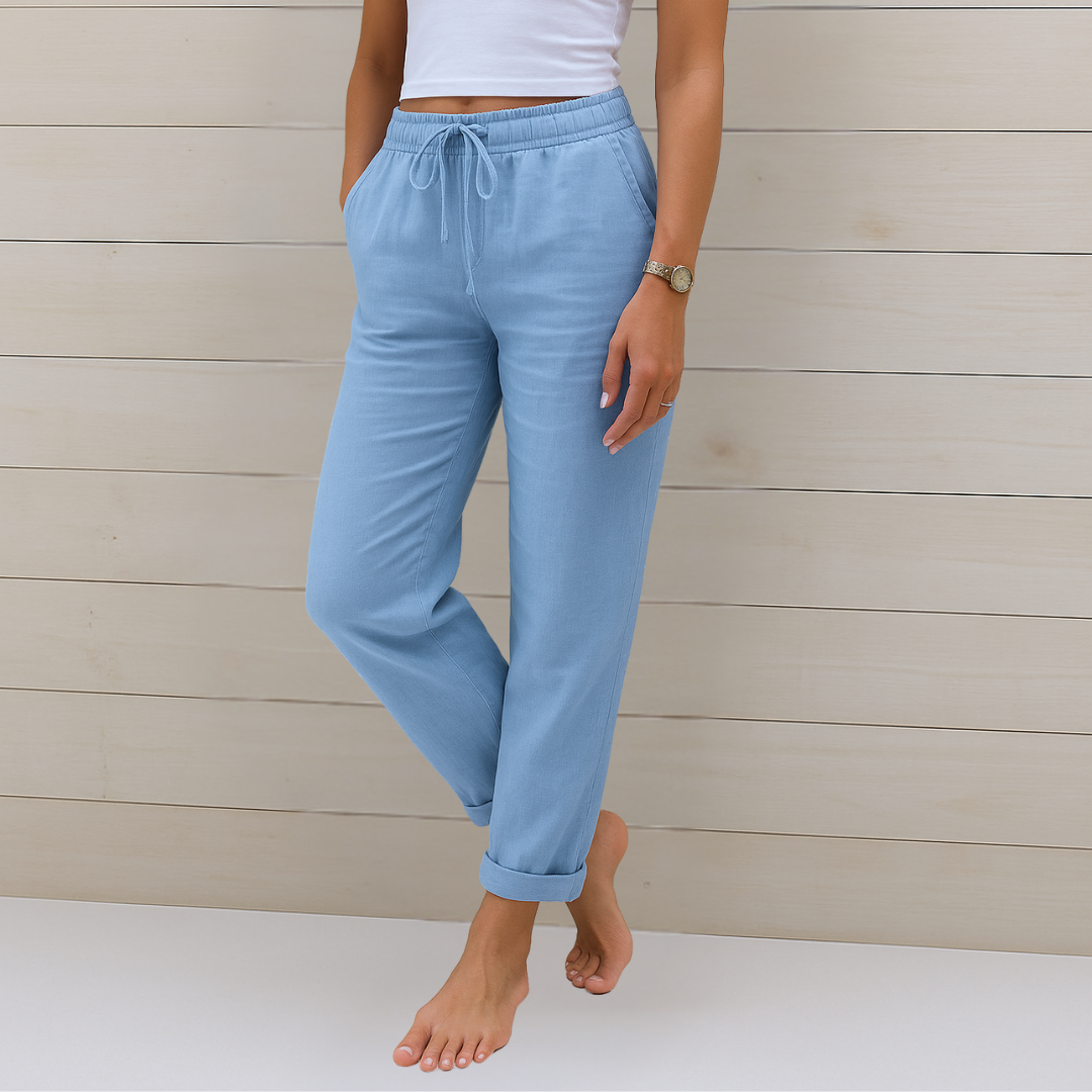 Susy | Pantalones elásticos de lino transpirable Premium