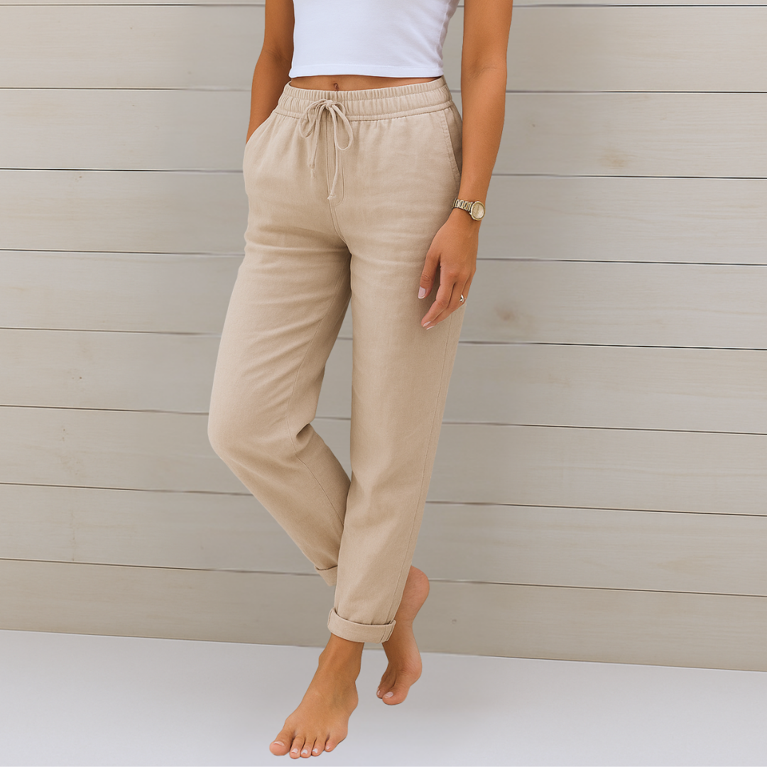 Susy | Pantalones elásticos de lino transpirable Premium