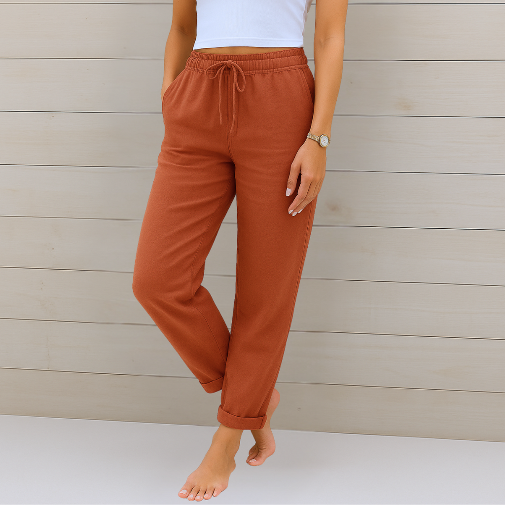 Susy | Pantalones elásticos de lino transpirable Premium