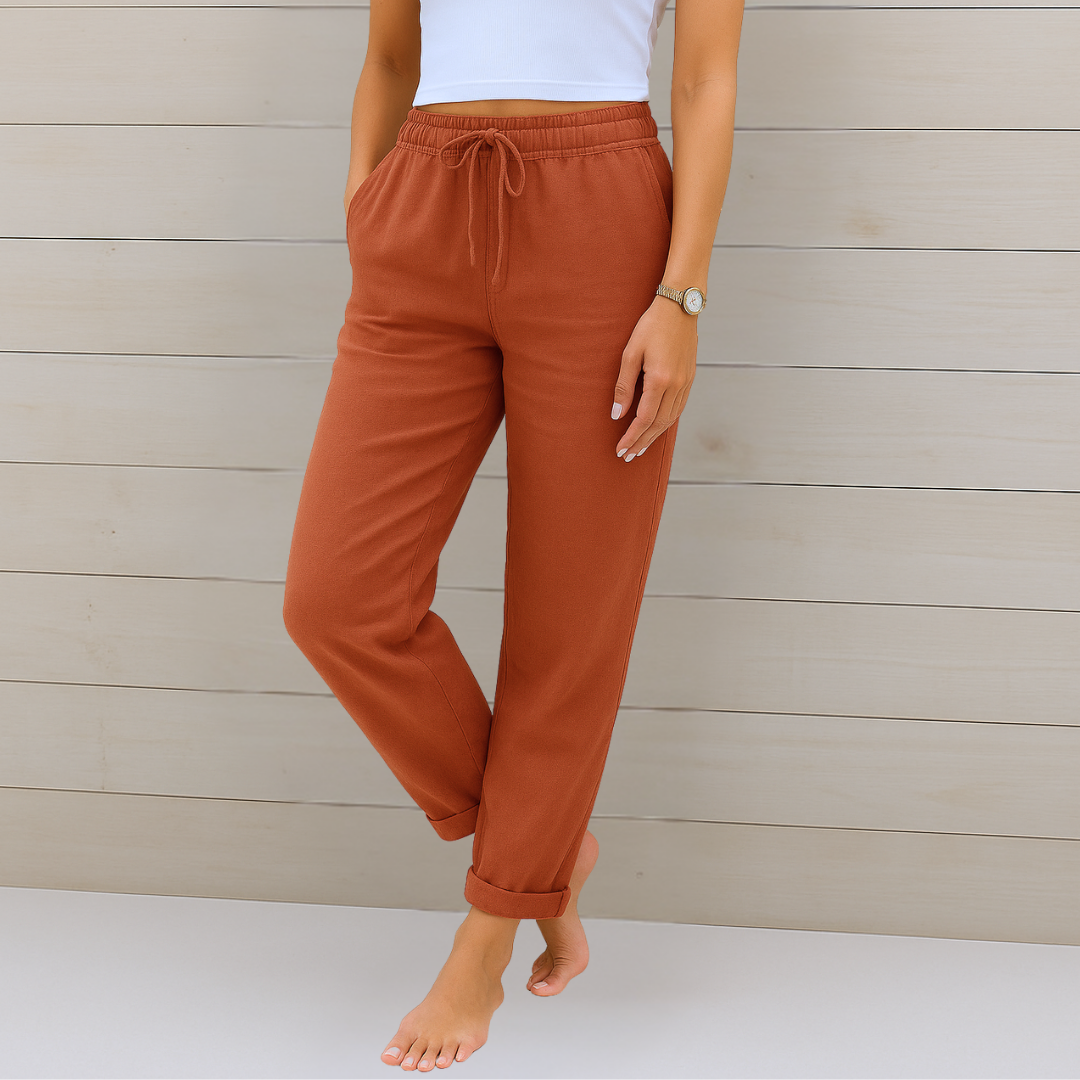 Susy | Pantalones elásticos de lino transpirable Premium