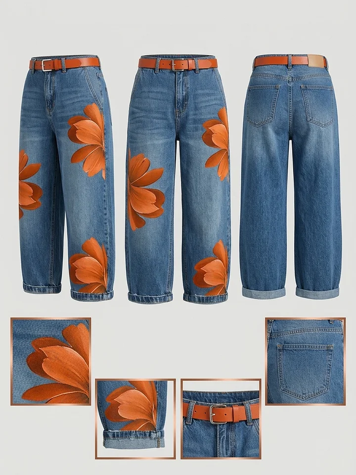 Maud | Conjunto Camisa Larga y Jeans con Flores