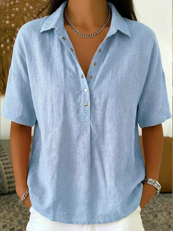 Tessa | Blusa elegante con cuello y detalle de botones