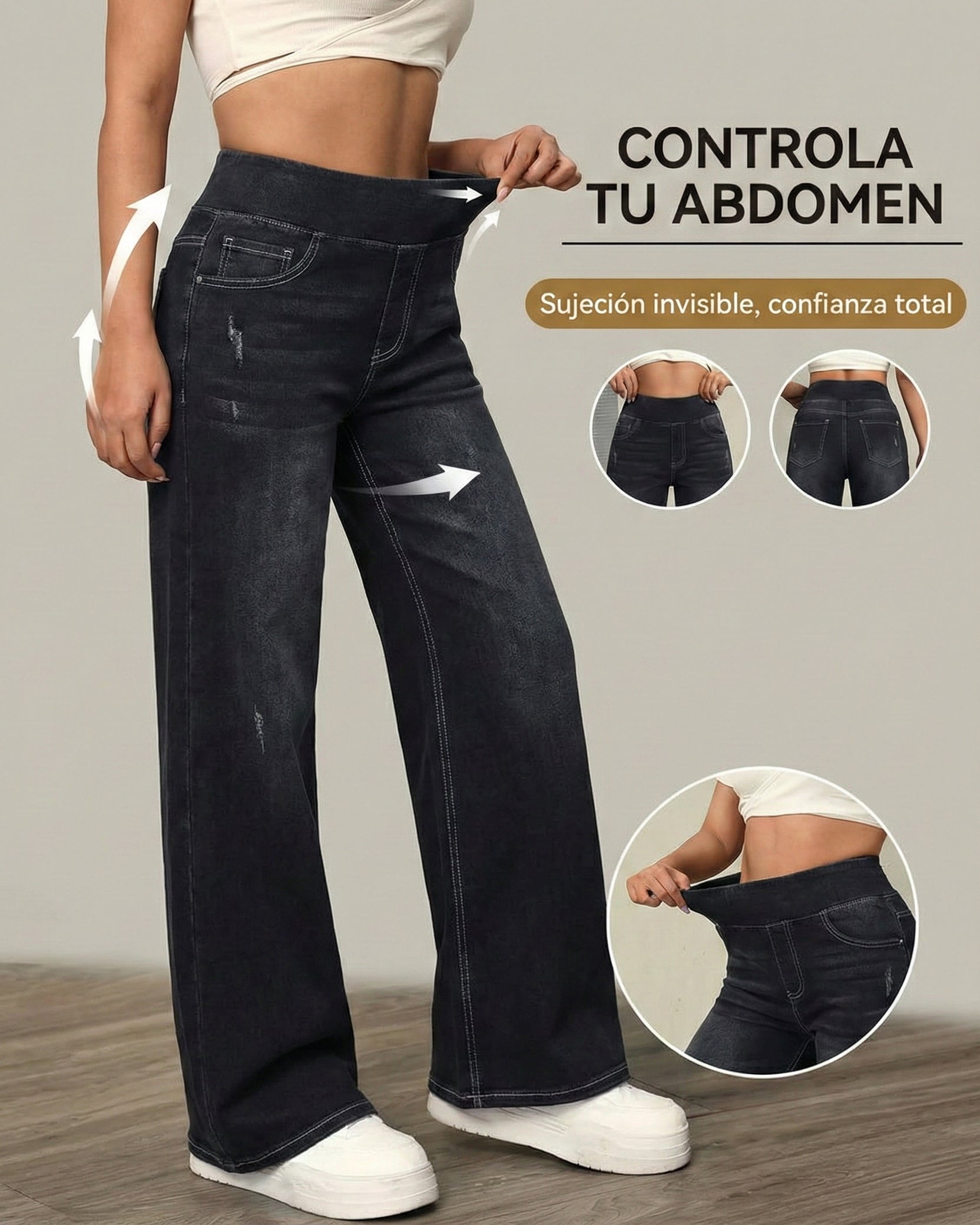 Anne | Pantalones anchos con control de abdomen