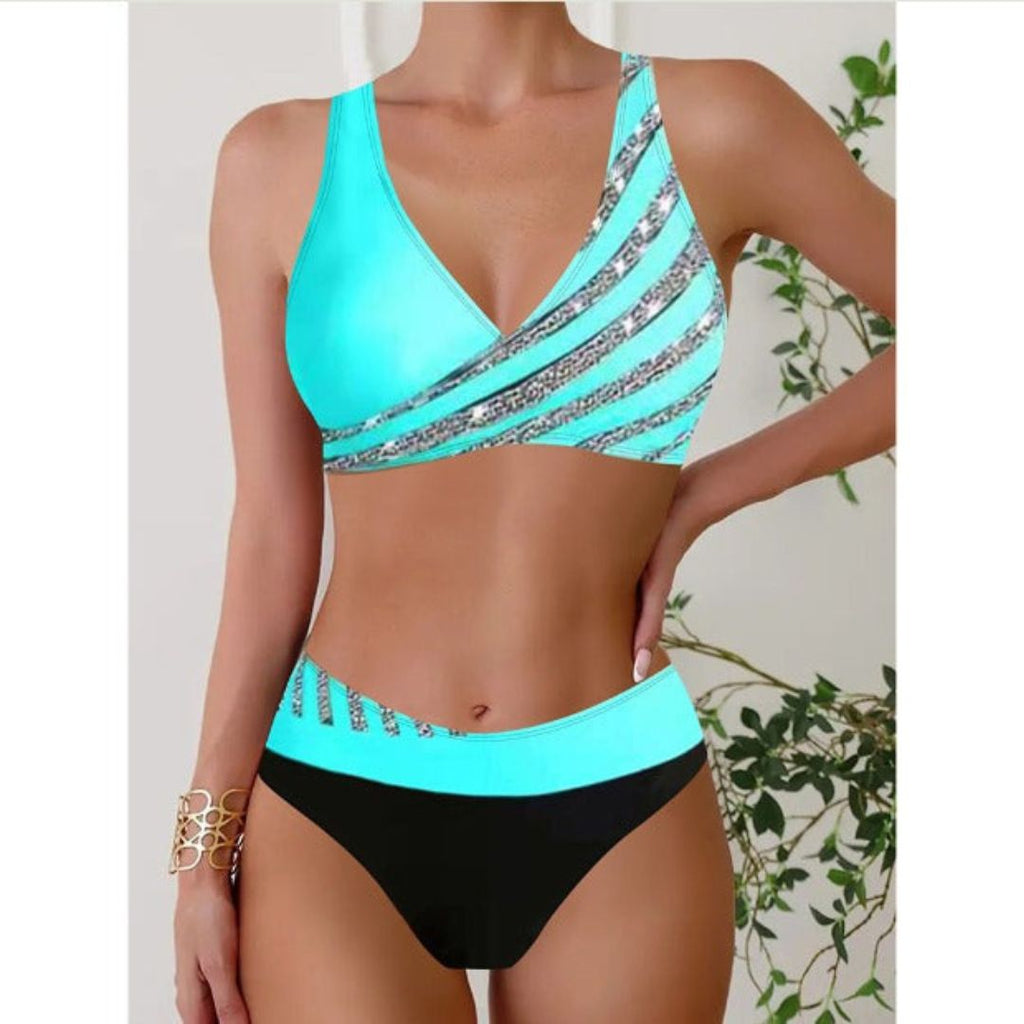 Zoë – Top de bikini impreso estilo halter