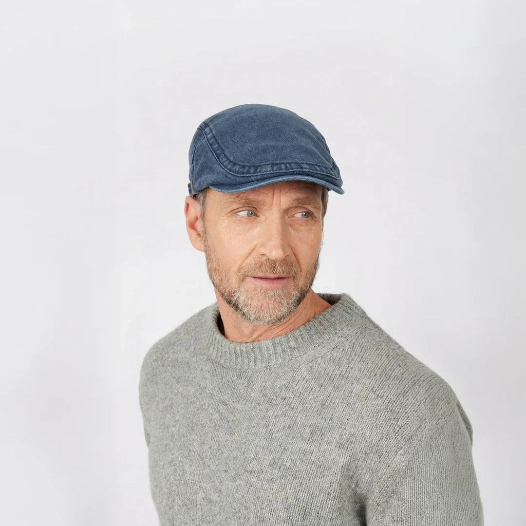 Enzo — Gorra Plana en Denim Lavado