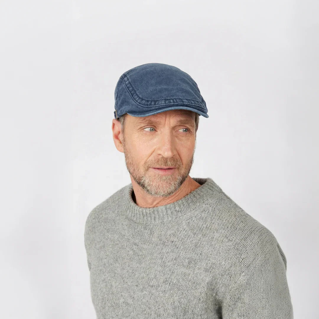 Enzo — Gorra Plana en Denim Lavado