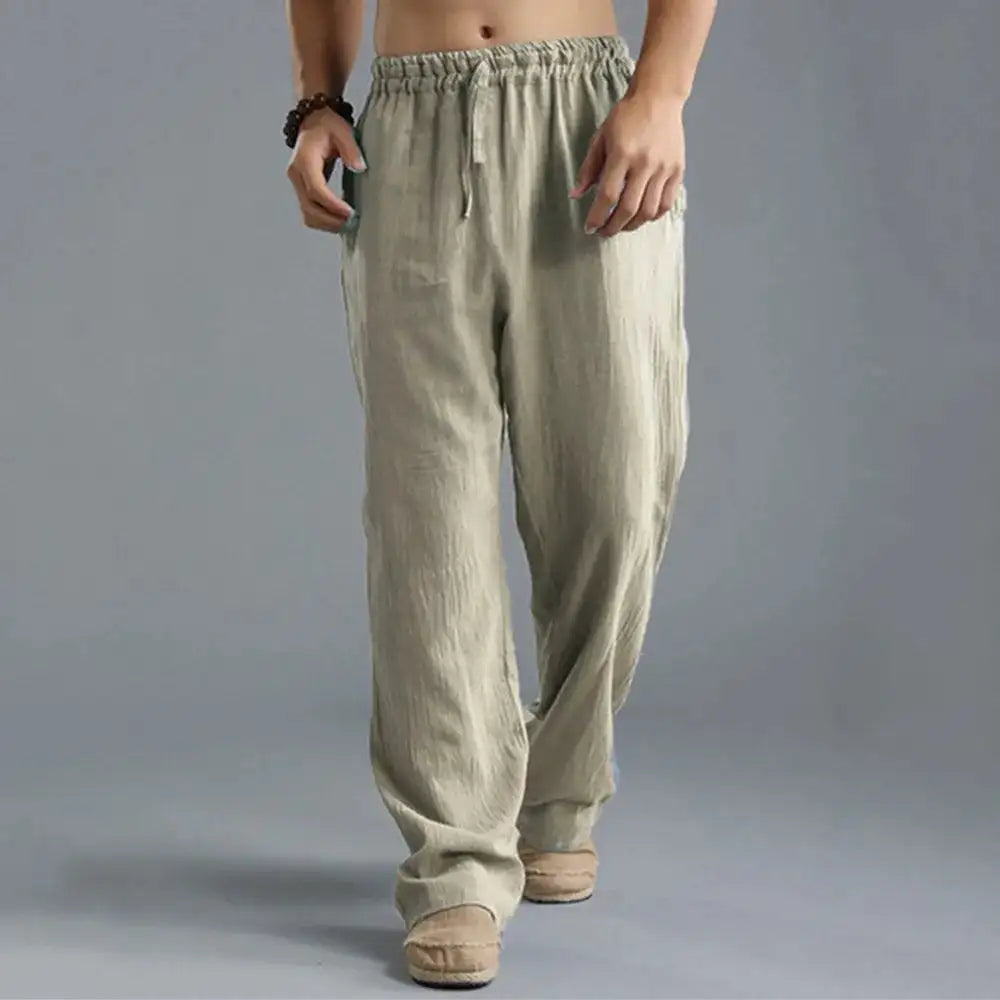 Ceuta | Pantalones de Lino Holgados con Cintura Ajustable