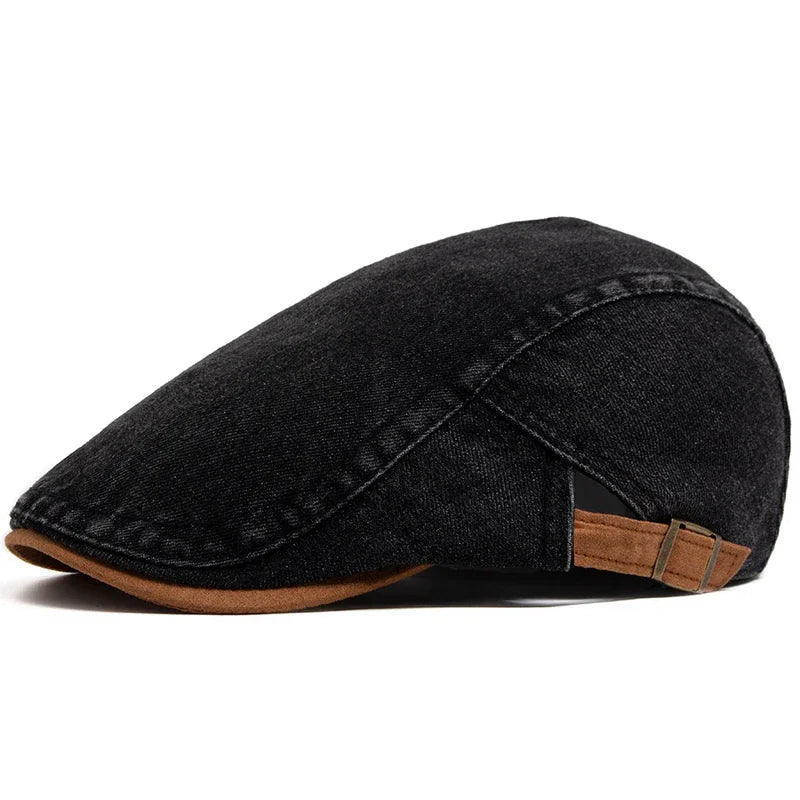 Franco — Gorra Plana en Denim Lavado