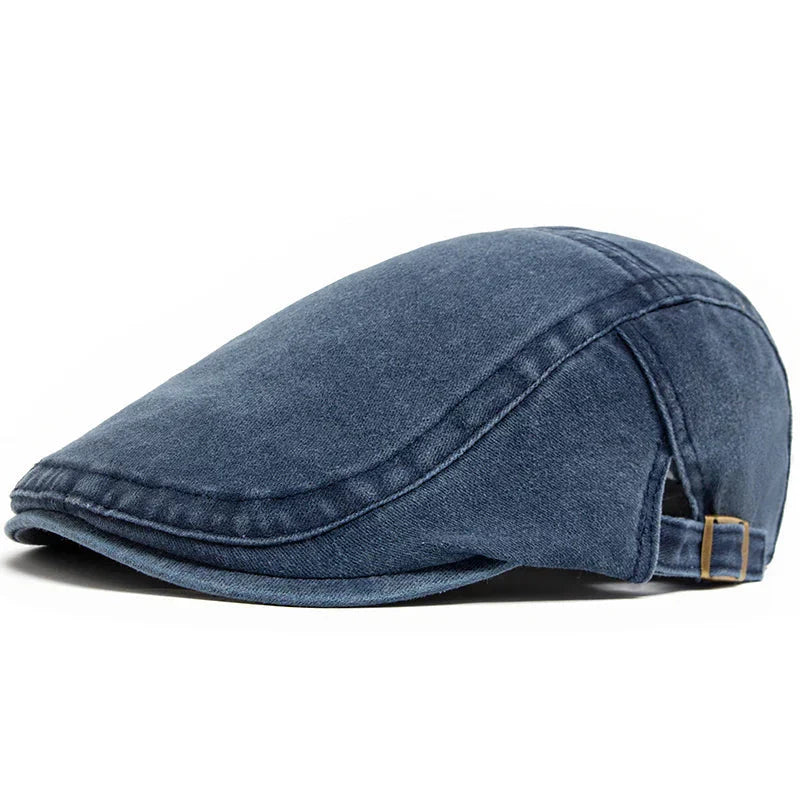Enzo — Gorra Plana en Denim Lavado