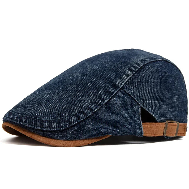 Franco — Gorra Plana en Denim Lavado