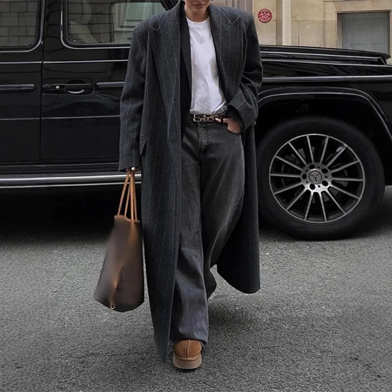 Abrigo largo Strømstad a rayas