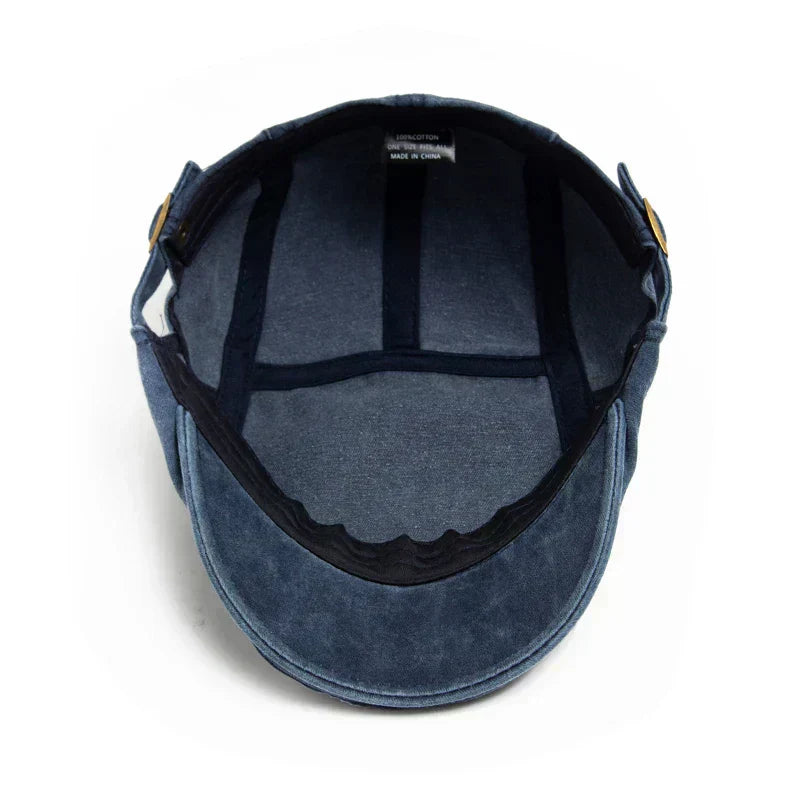 Enzo — Gorra Plana en Denim Lavado