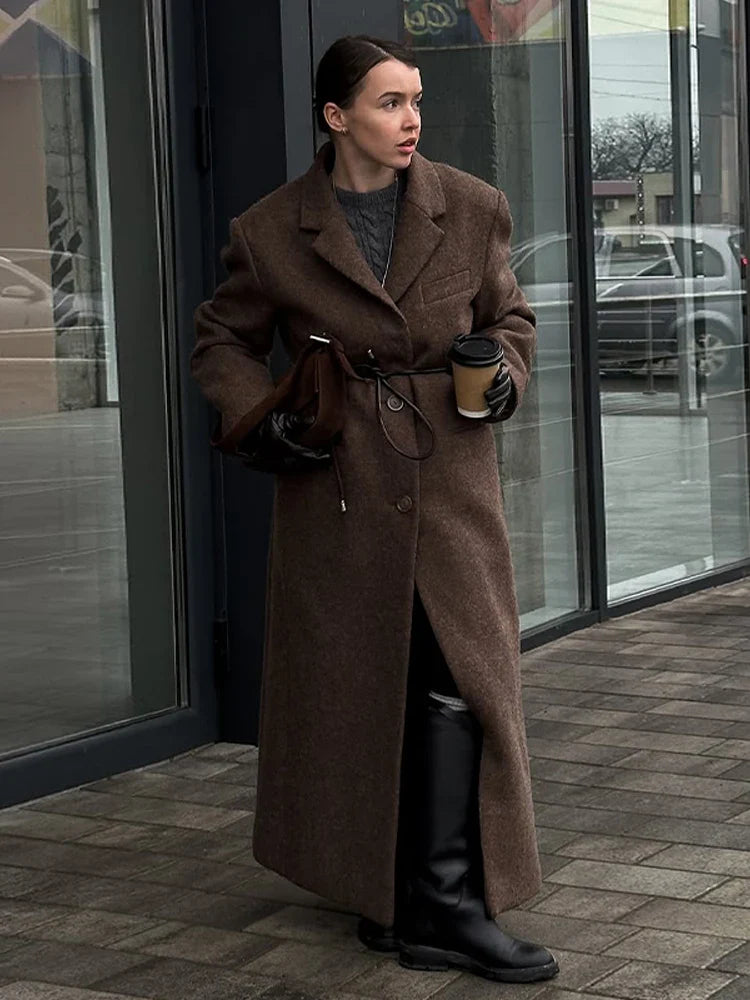 Nordave™ Brown Wool Shoulder Coat