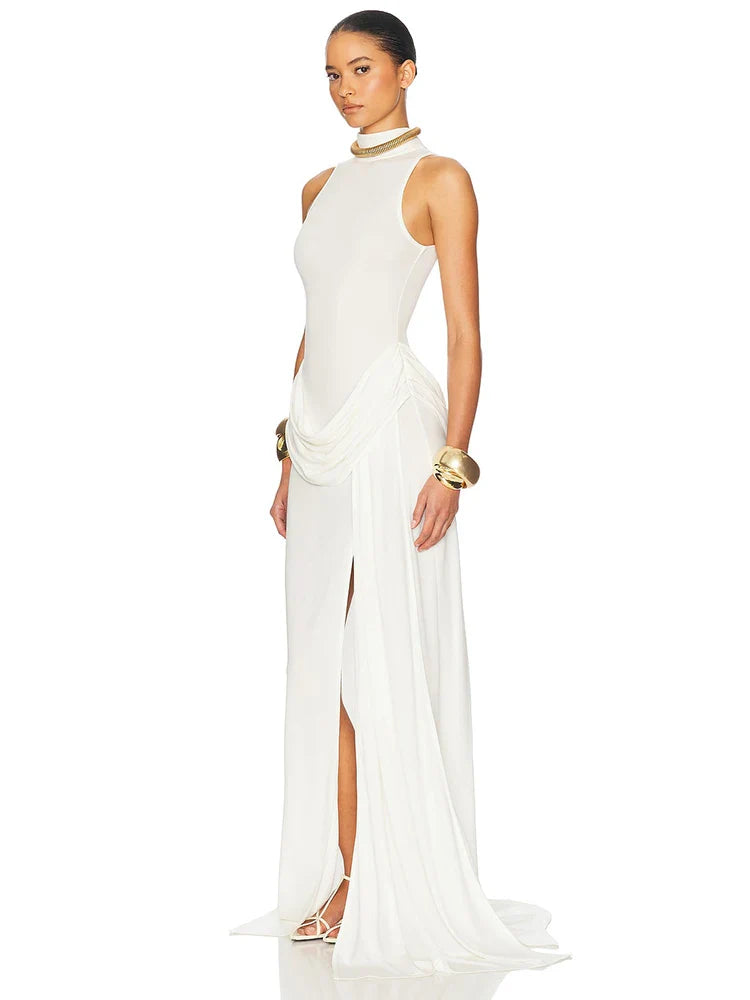 Nordave™ Althea Off-Shoulder Pleated Maxi Dress