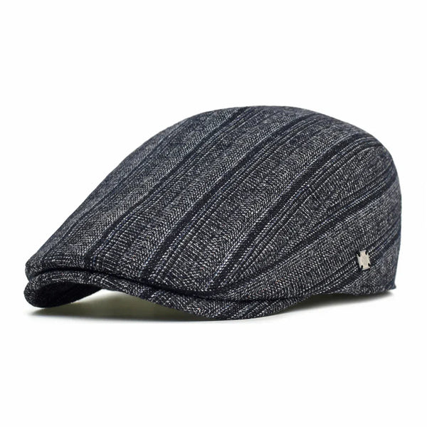 Cesare — Gorra Plana de Lino a Rayas