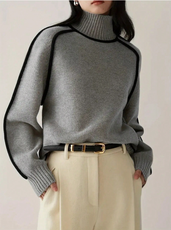 Nordave™ Contrast Detail Knitted Turtleneck Sweater