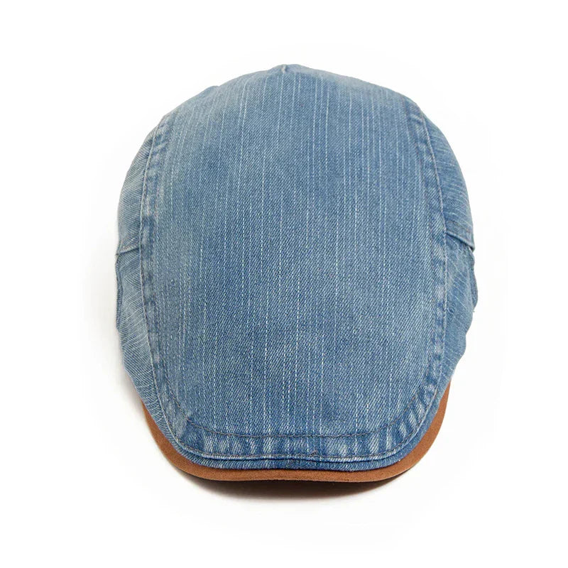 Franco — Gorra Plana en Denim Lavado