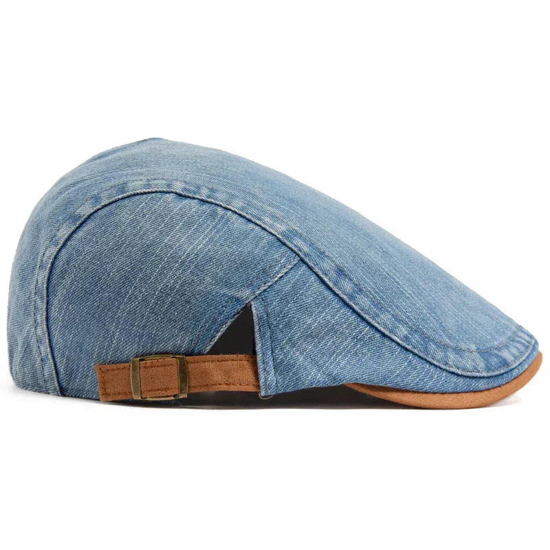 Franco — Gorra Plana en Denim Lavado
