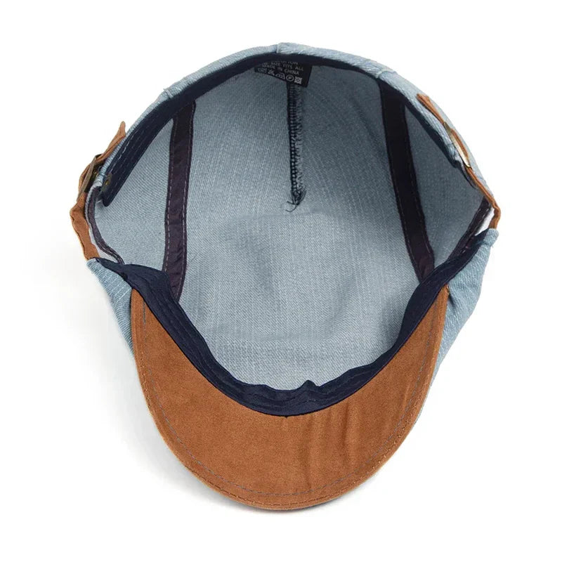 Franco — Gorra Plana en Denim Lavado