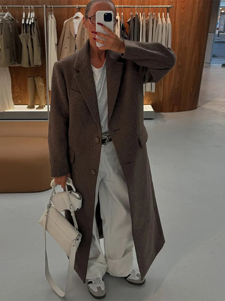 Nordave™ Brown Wool Shoulder Coat