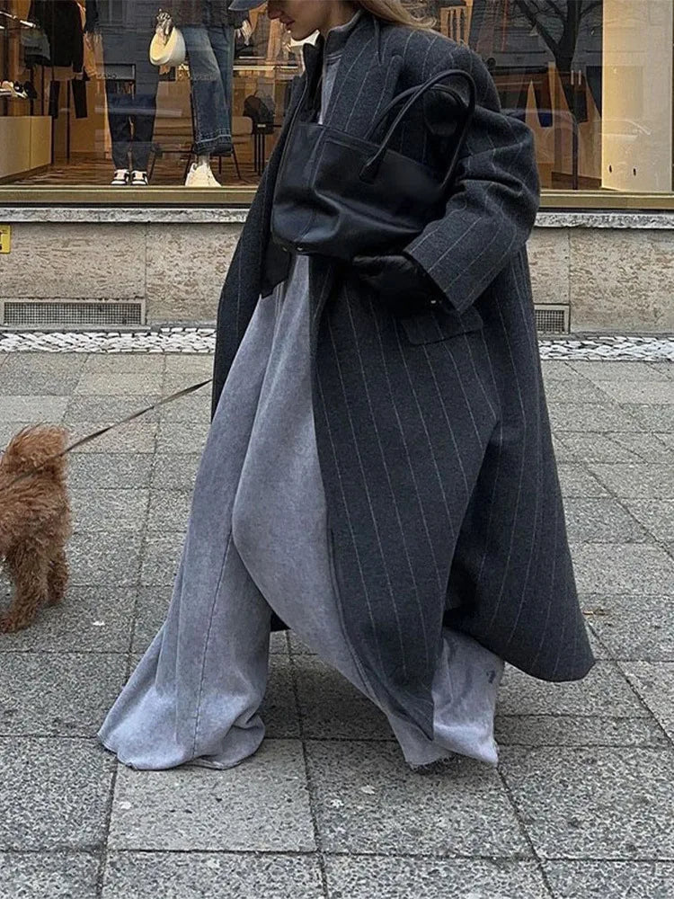 Abrigo largo Strømstad a rayas