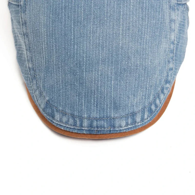 Franco — Gorra Plana en Denim Lavado
