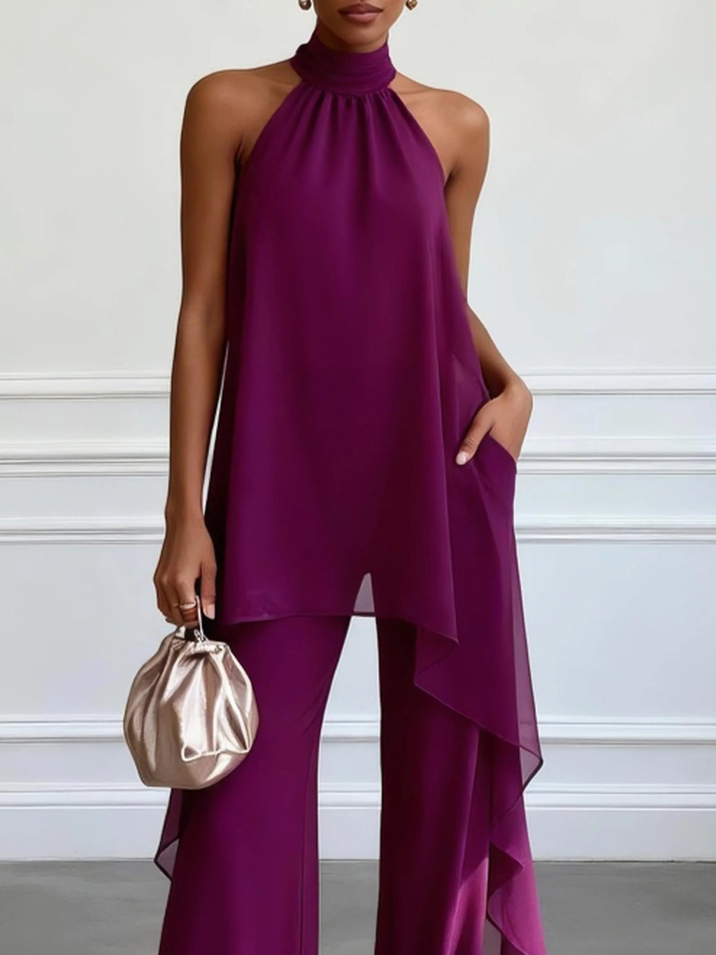 Viola | Conjunto Elegante Halter con Pantalón