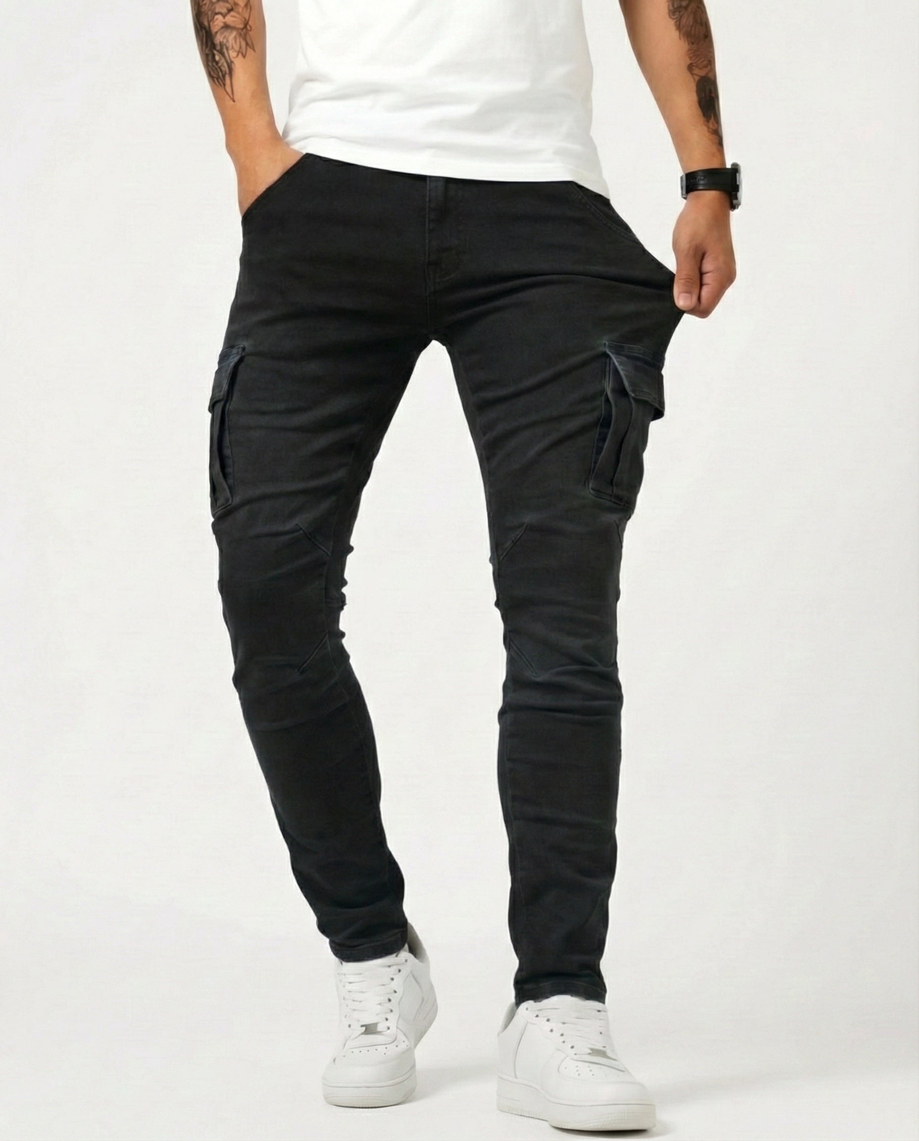 Hugo | Pantalón Cargo Marino Elástico